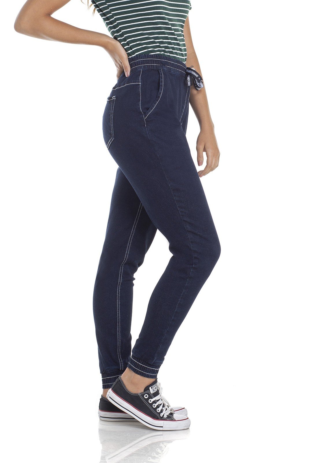 dz2956 calca jeans jogger com cordao lado crop denim zero
