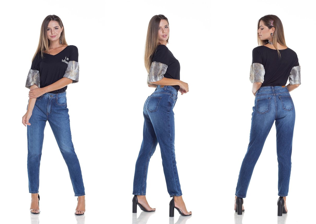 dz2953 calca jeans mom cintura alta tripla denim zero