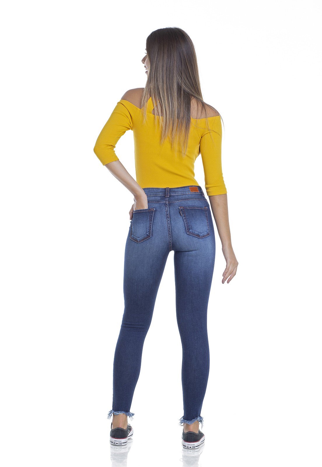 dz2945 calca jeans skinny media cigarrete costas denim zero