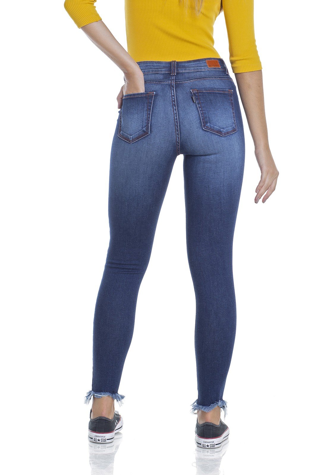 dz2945 calca jeans skinny media cigarrete costas crop denim zero