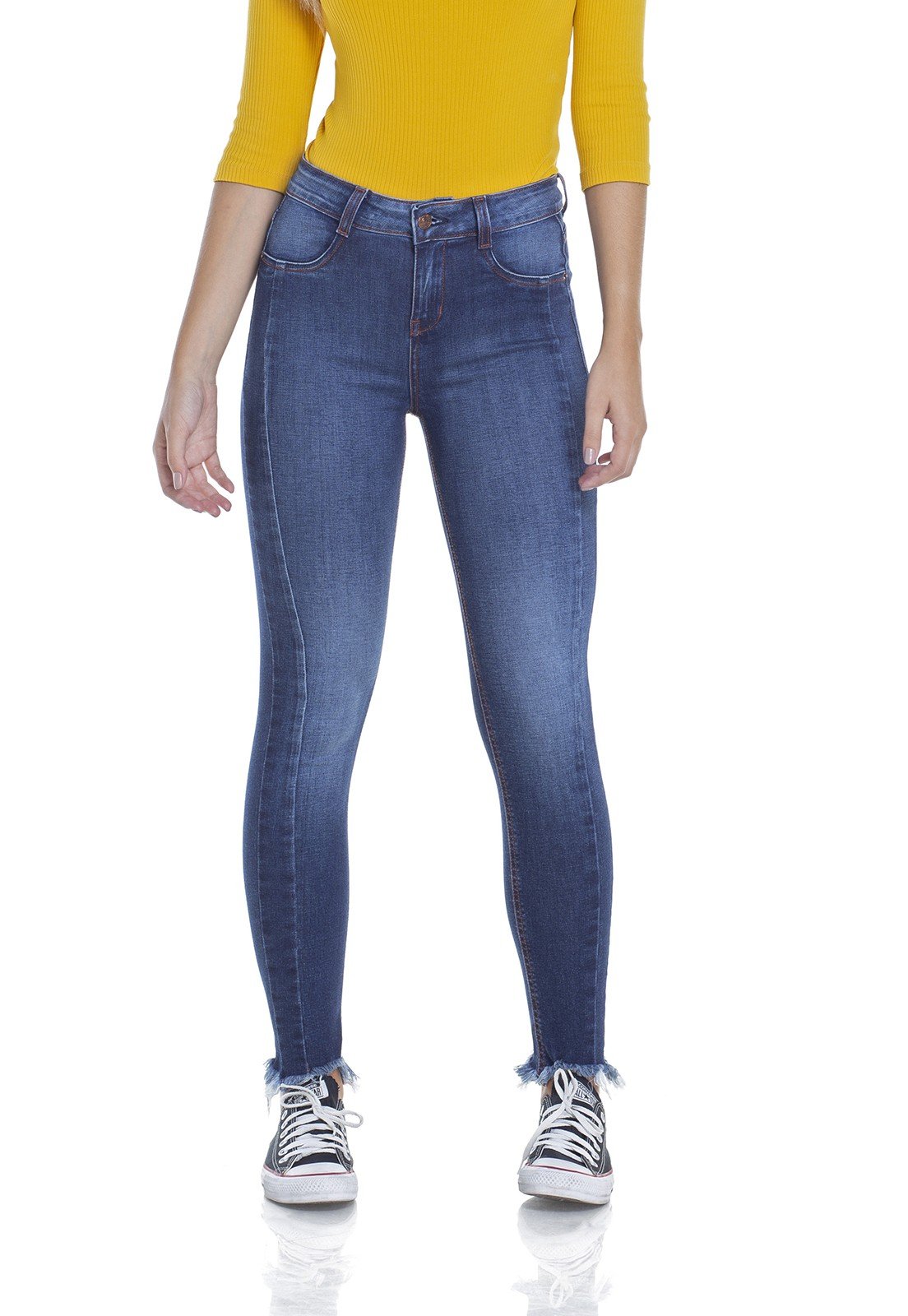 dz2945 calca jeans skinny media cigarrete frente crop denim zero