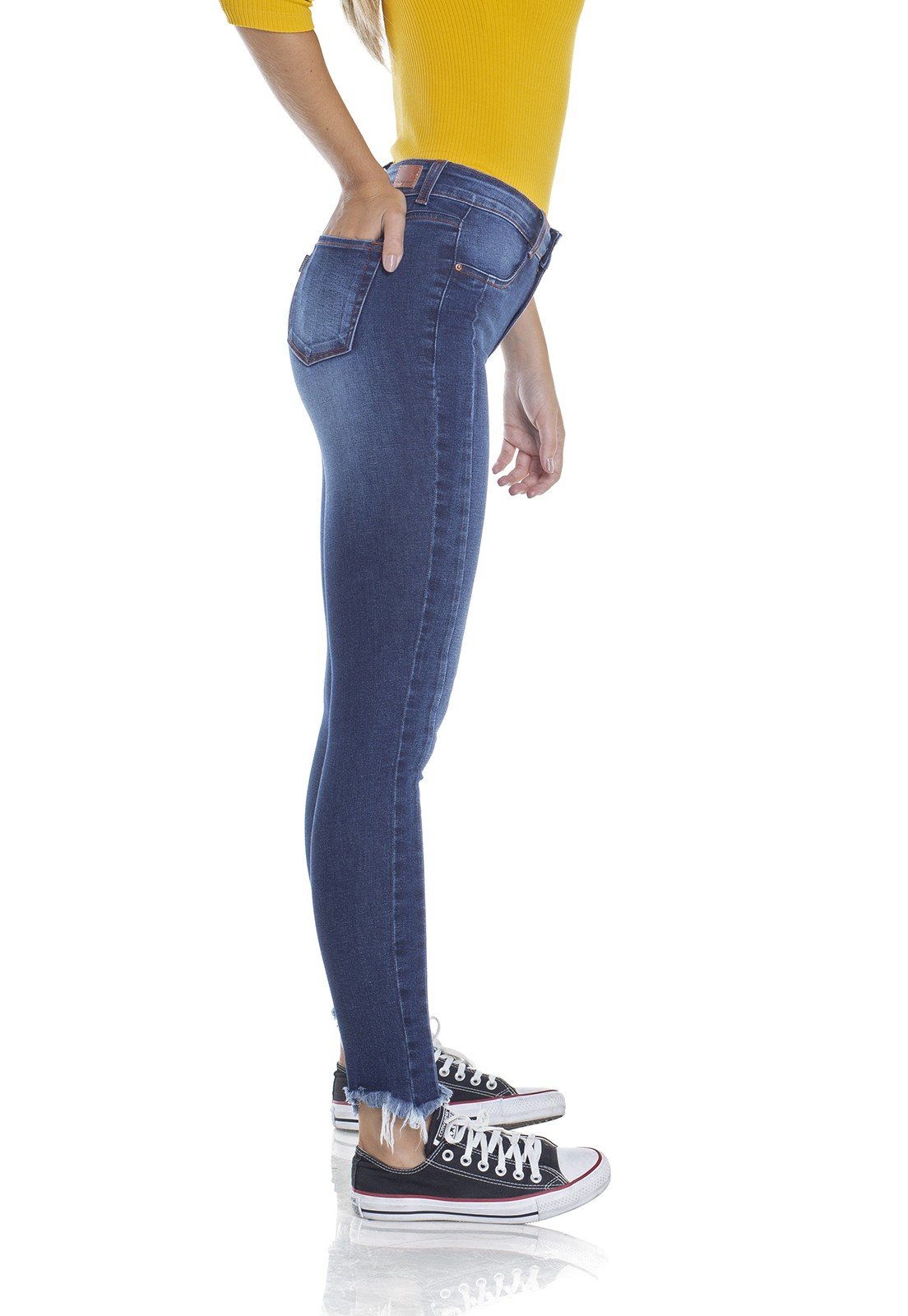 dz2945 calca jeans skinny media cigarrete lado crop denim zero