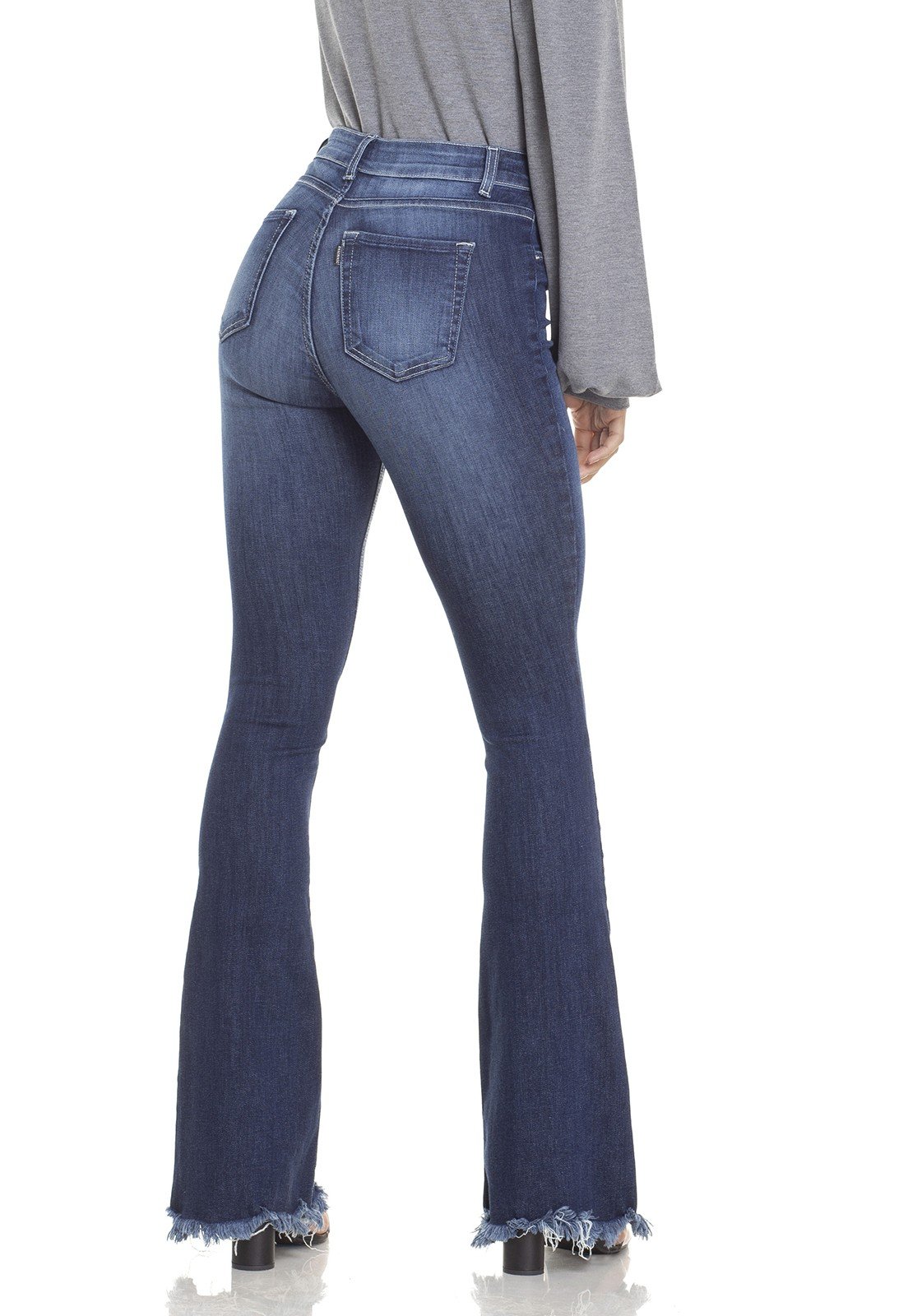 dz2949 calca jeans flare media com bigodes costas prox denim zero