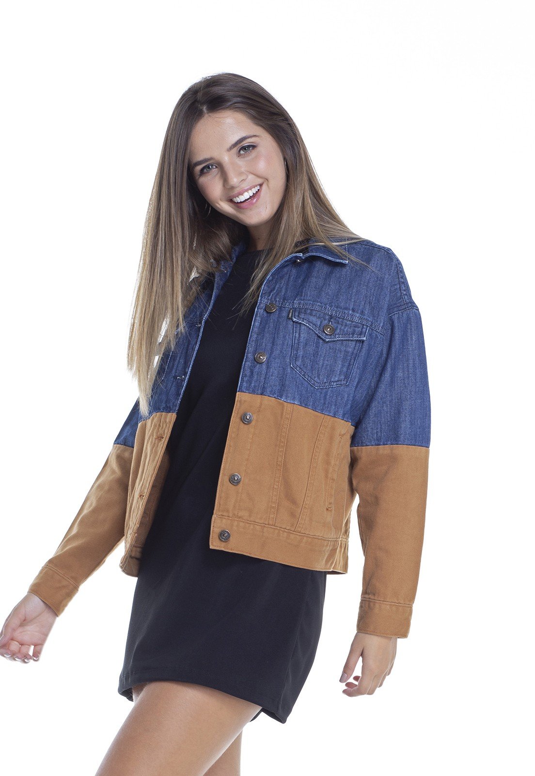 dz9093 jaqueta feminina retro com recortes lado crop denim zero
