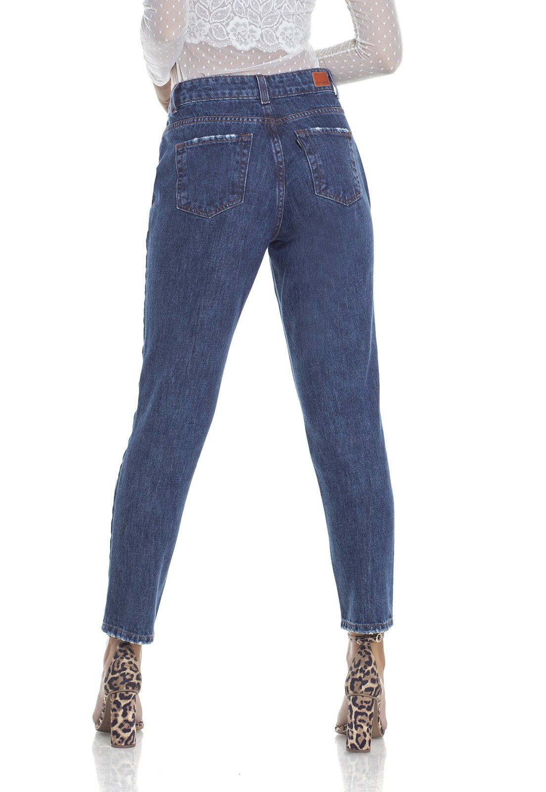 dz2923 calca jeans mom com rasgo costas crop denim zero