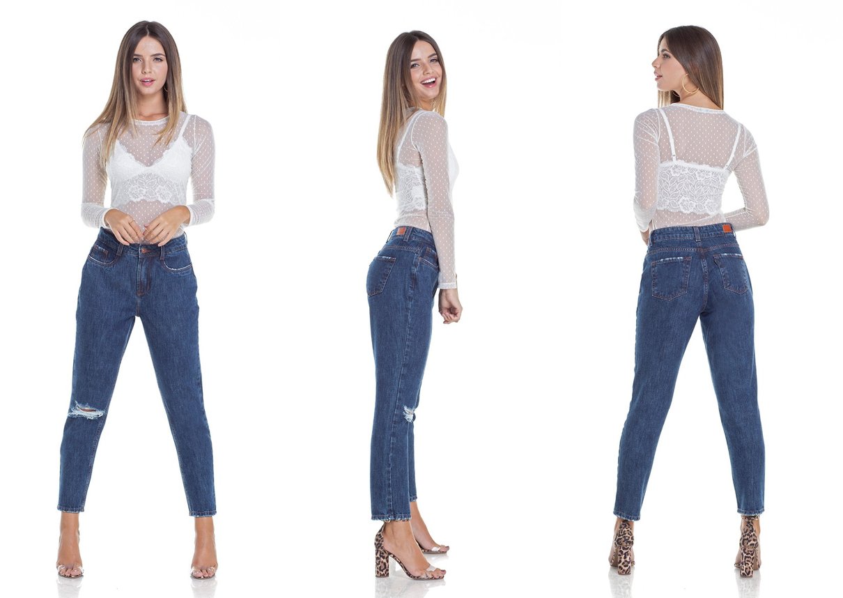 dz2923 calca jeans mom com rasgo tripla denim zero