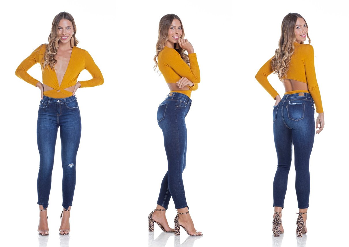 dz2912 calca jeans skinny media cropped ponta na barra tripla denim zero