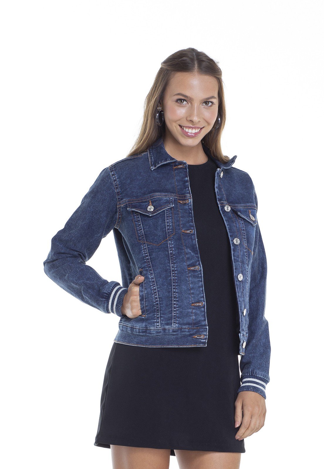 dz9100 jaquet jeans regular elastano frente crop denim zero