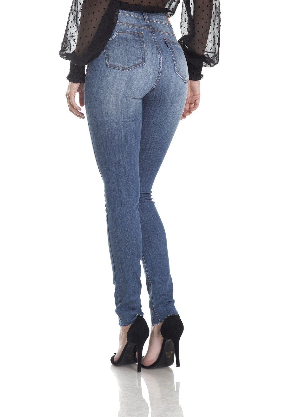 dz2963 calca skinny media efeito lixado costas crop denim zero