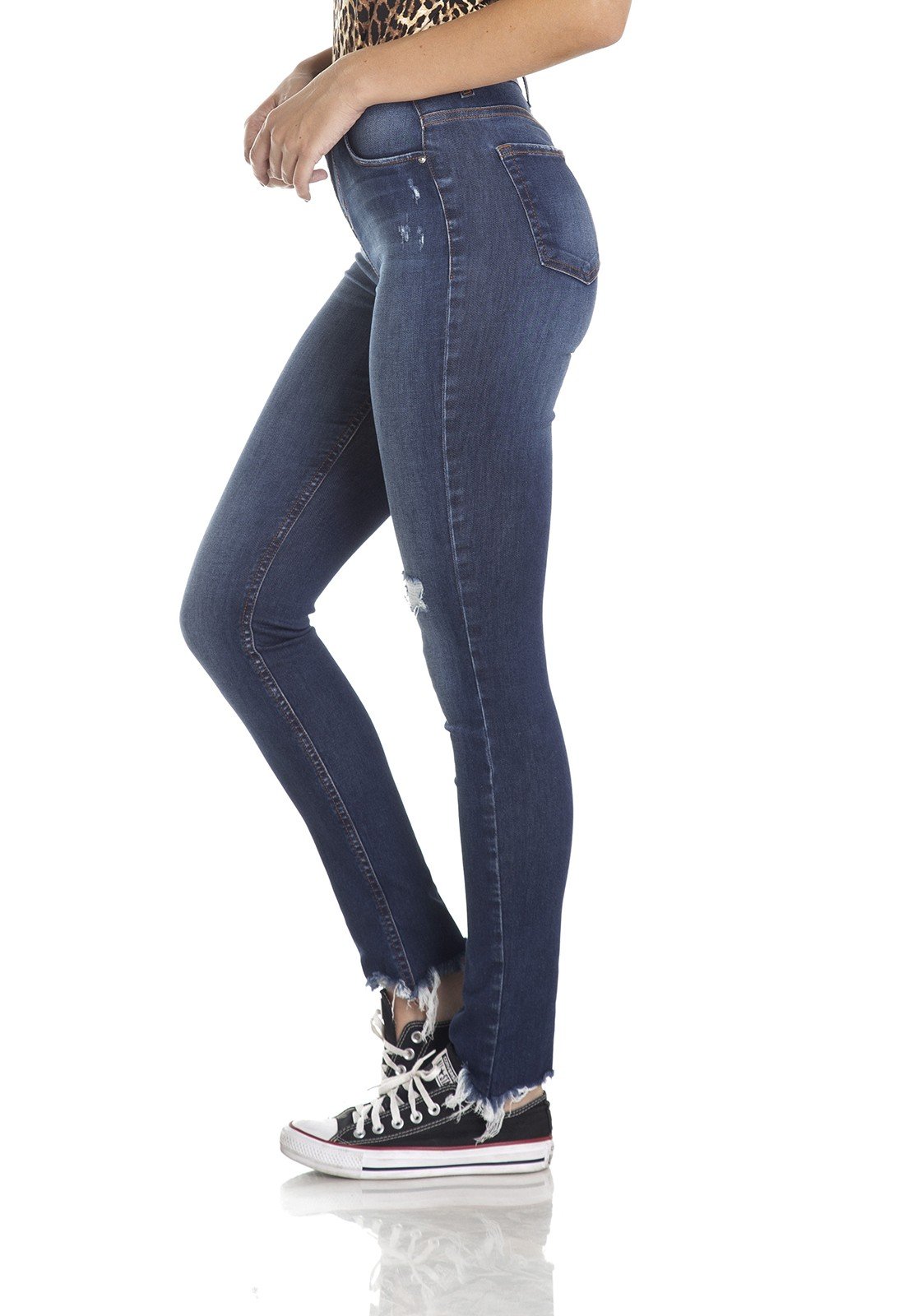 dz2964 calca skinny media puidos lateral crop denim zero