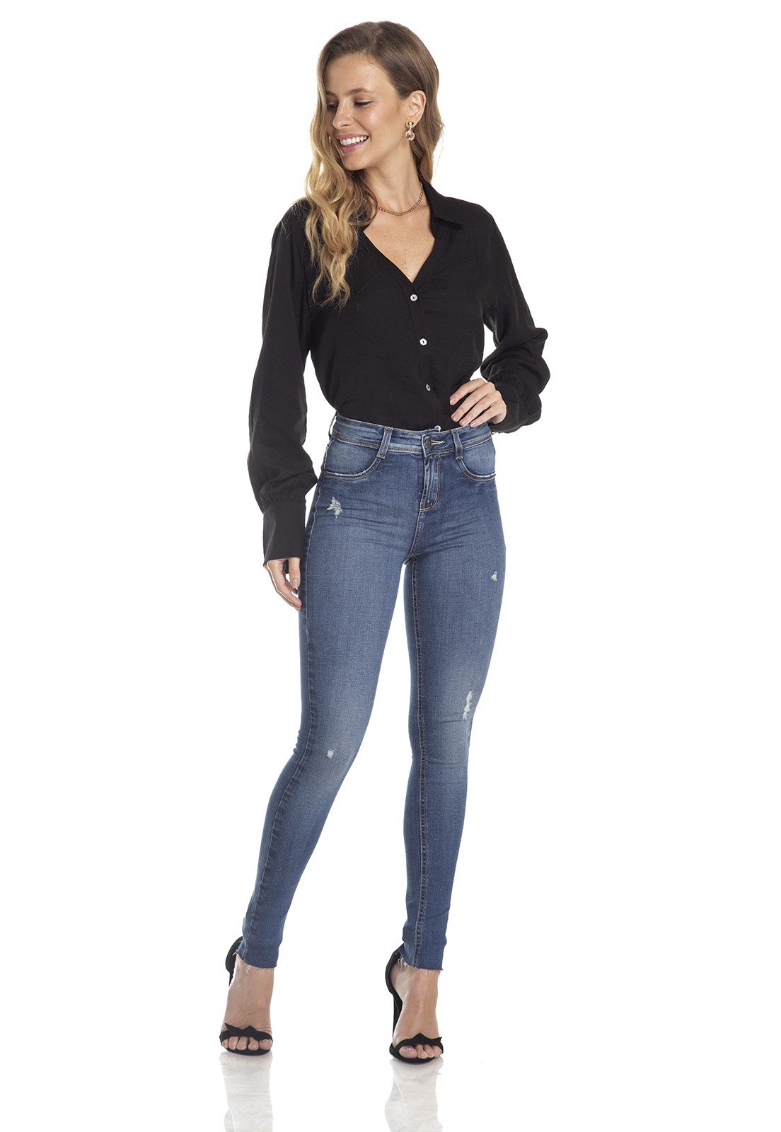 dz2968 calca skinny media puidos frente denim zero