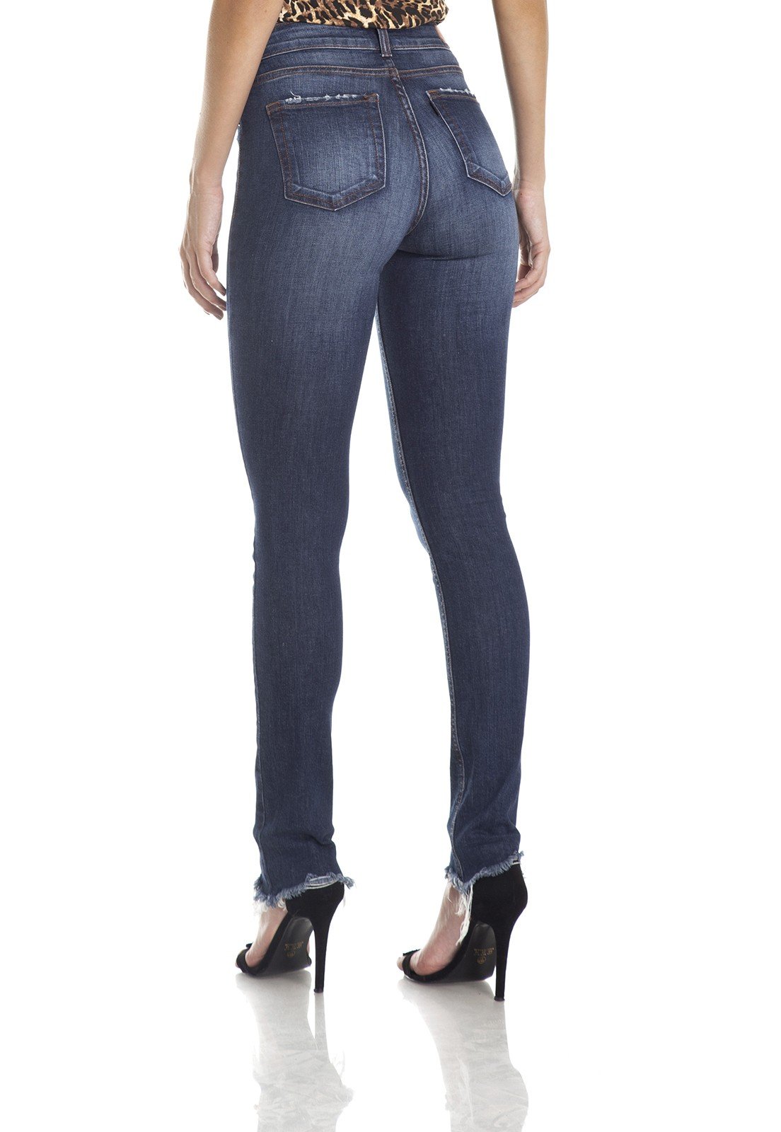 dz2969 calca skinny media ziper frontal costas crop denim zero