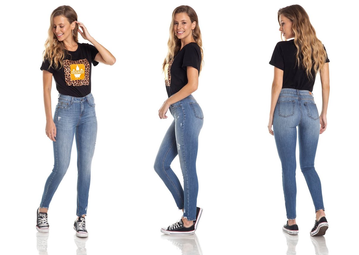 dz2973 calca skinny media cigarrete barra irregular trio denim zero