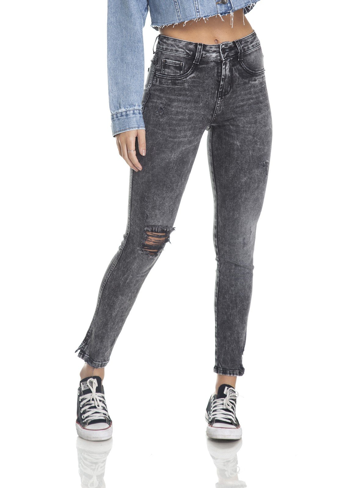 dz2987 calca skinny media cigarrete black jeans rasgos frente crop denim zero