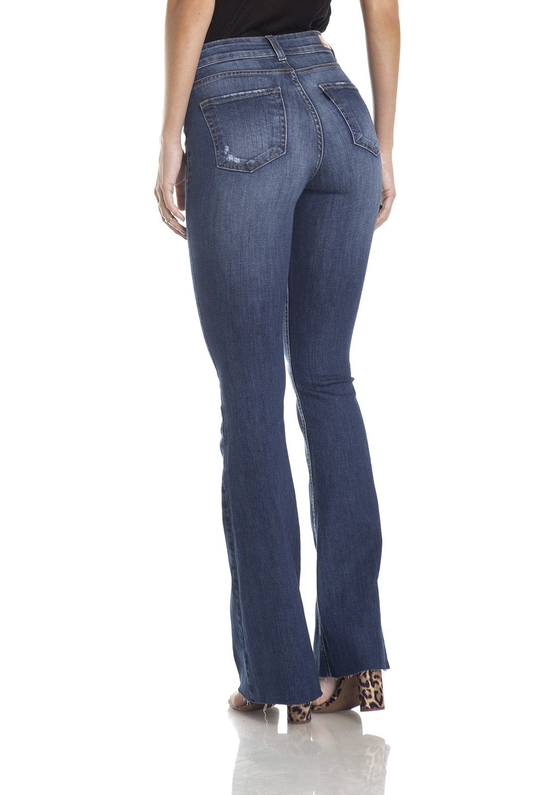 dz2982 calca flare media puidos costas crop denim zero