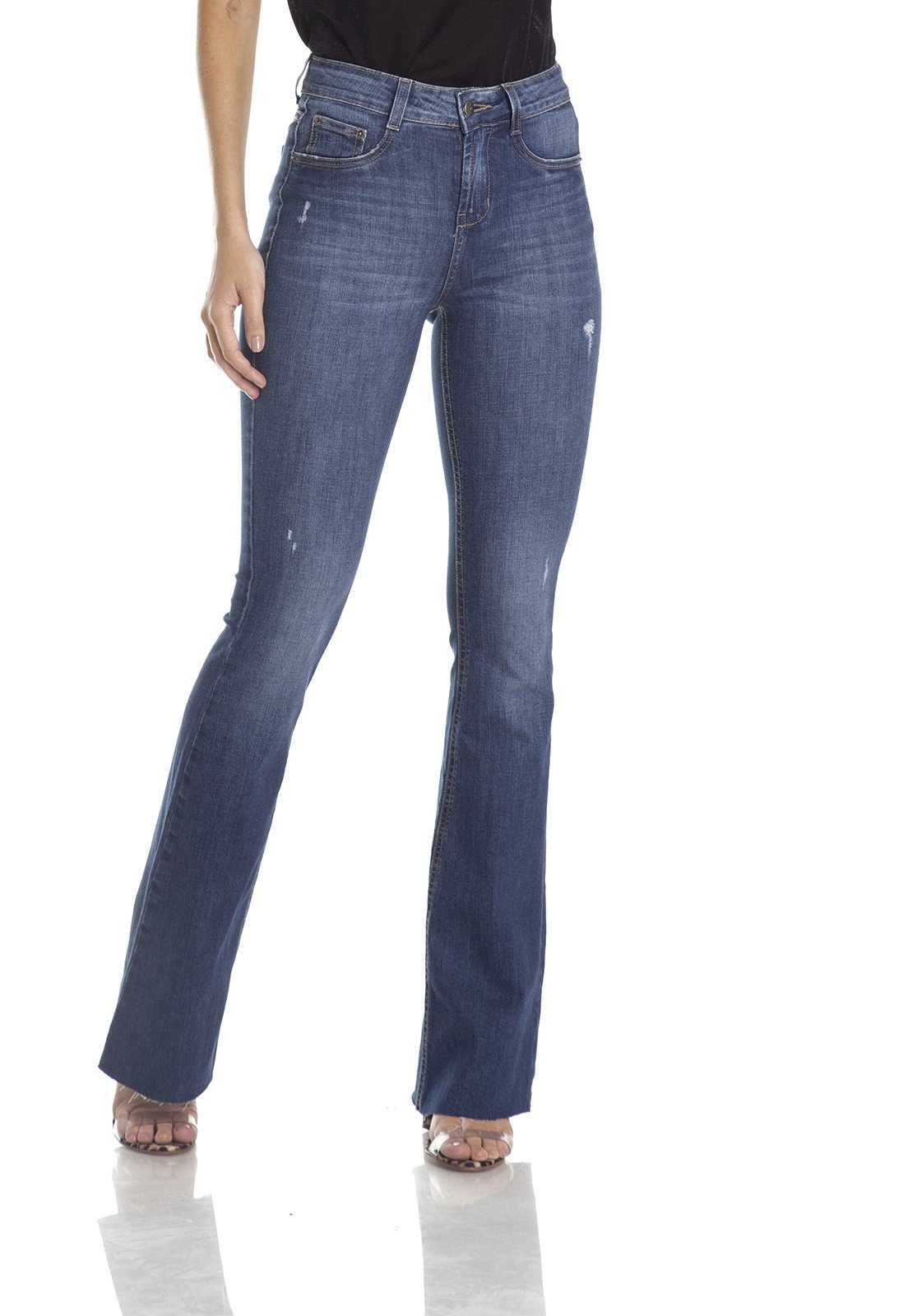 dz2982 calca flare media puidos frente crop denim zero