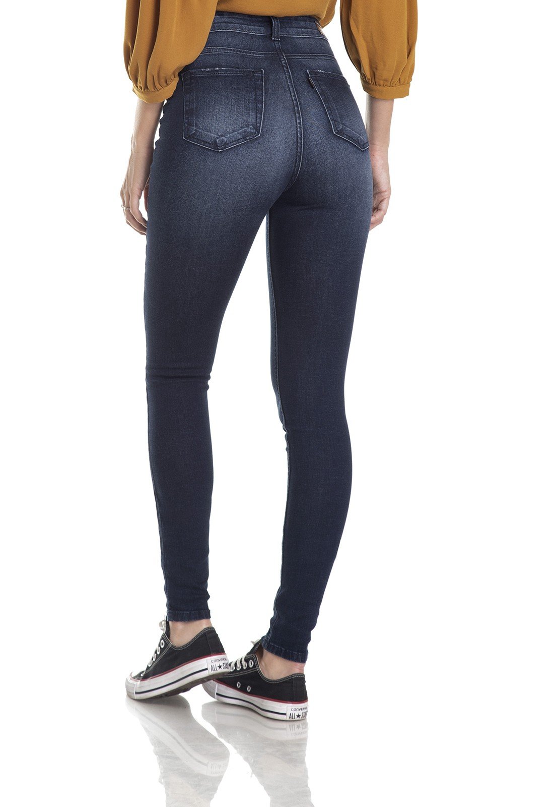 dz2985 calca skinny hot pants escura costas crop denim zero