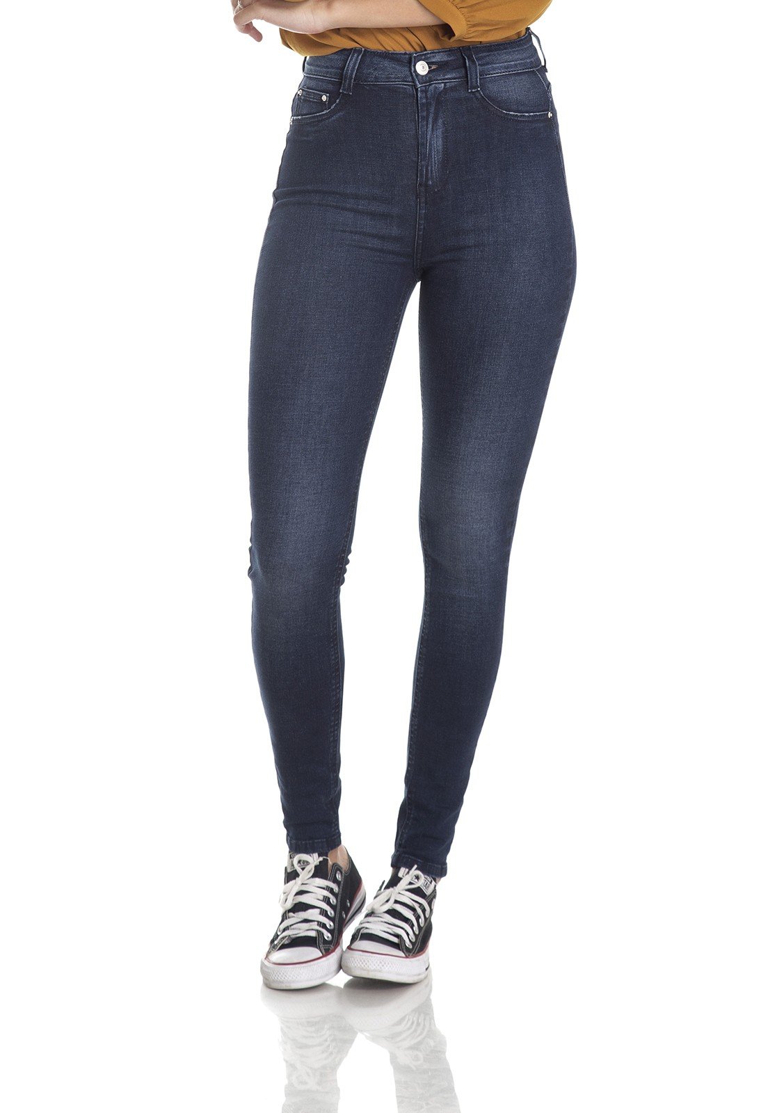 dz2985 calca skinny hot pants escura frente crop denim zero