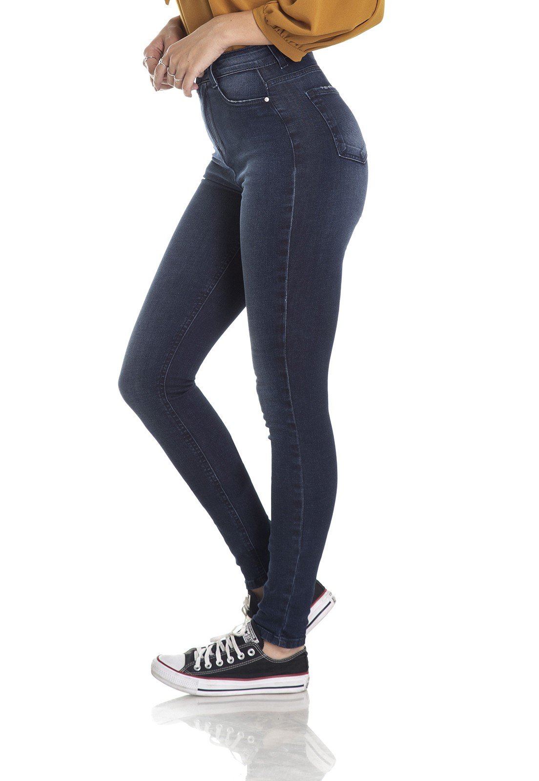 dz2985 calca skinny hot pants escura lateral crop denim zero