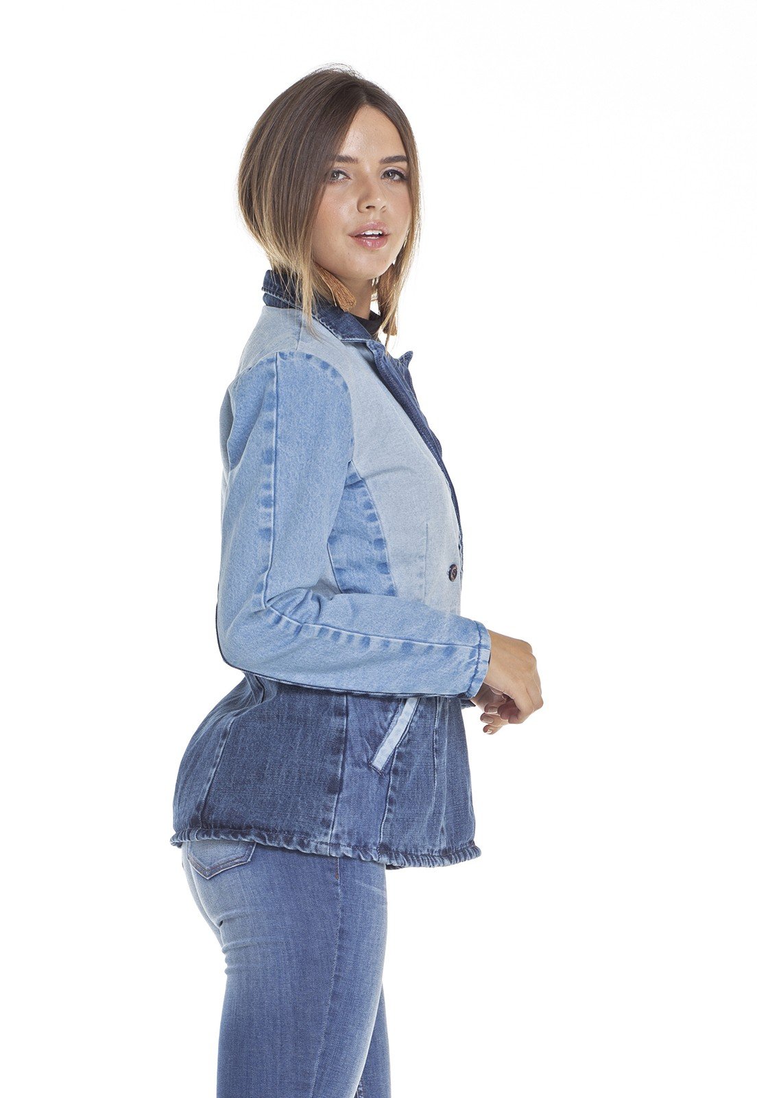 dz9094 blazer jeans feminino alongado lado crop denim zero