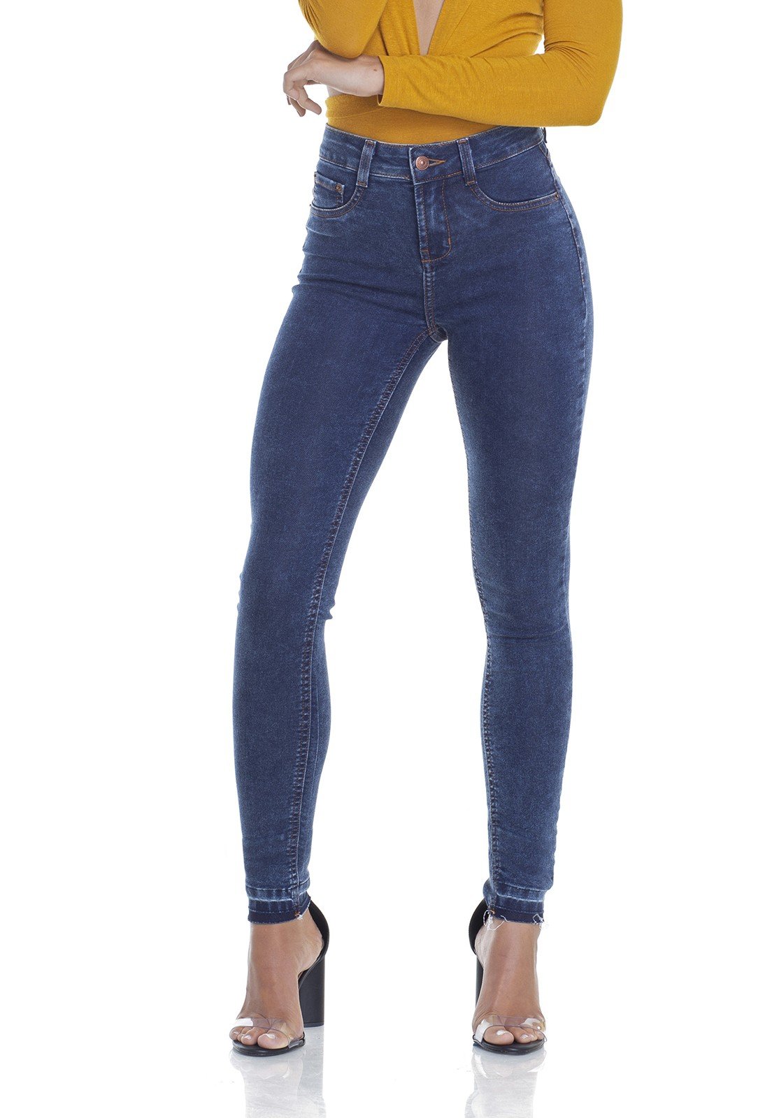 dz2897 calca jeans skinny media cigarrete barra frente crop denim zero