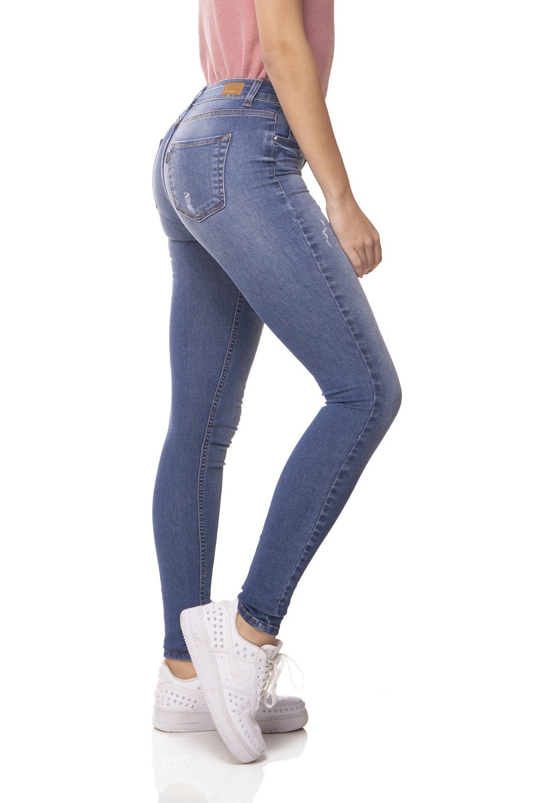 dz2997 calca jeans skinny media com puidos denim zero lado prox