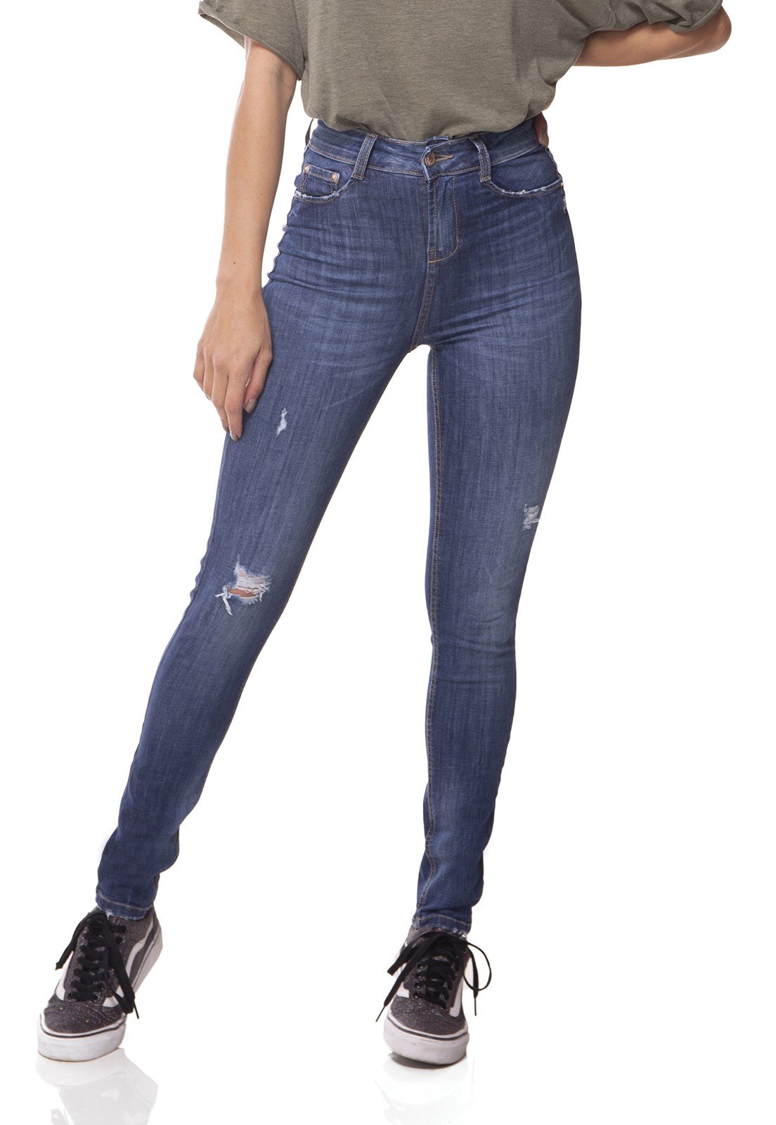 dz3053 calca jeans skinny media cigarrete com puidos denim zero frente prox