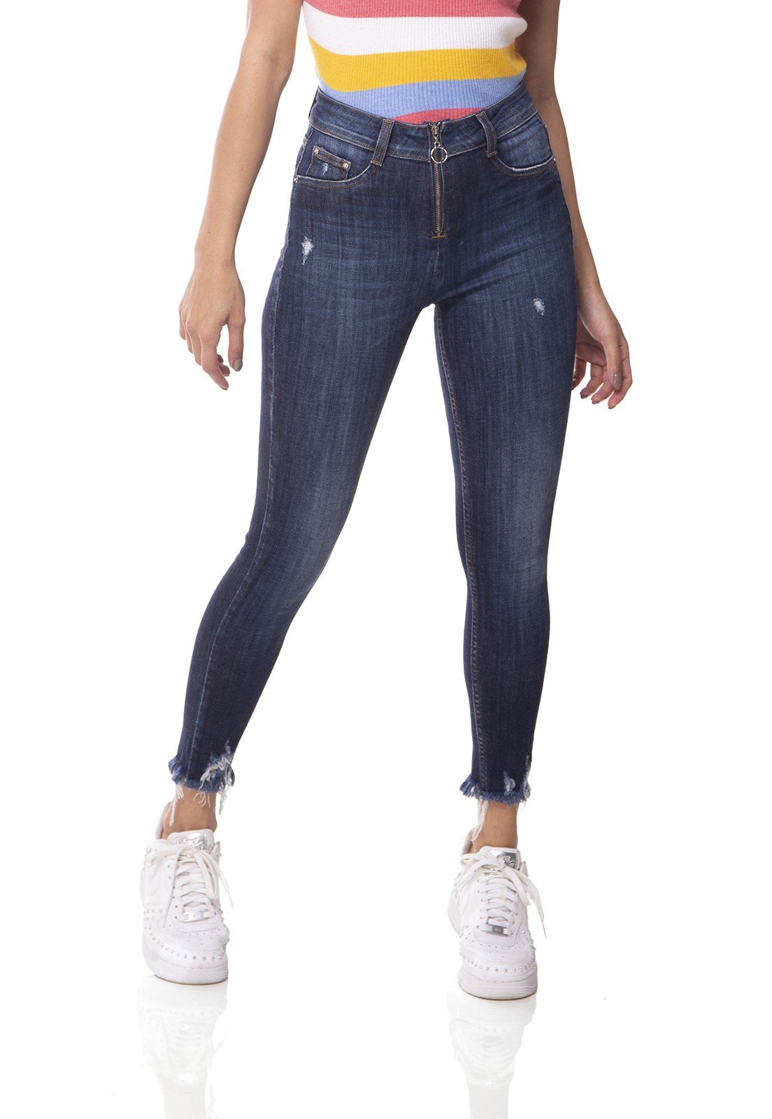 dz3061 calca jeans skinny media cigarrete barra desfiada denim zero frente 01 prox