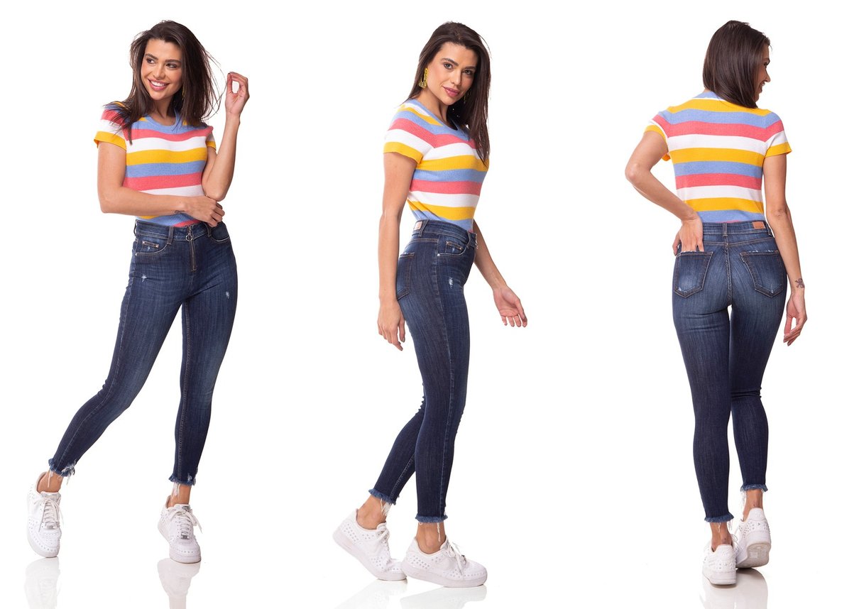 dz3061 calca jeans skinny media cigarrete barra desfiada denim zero tripla