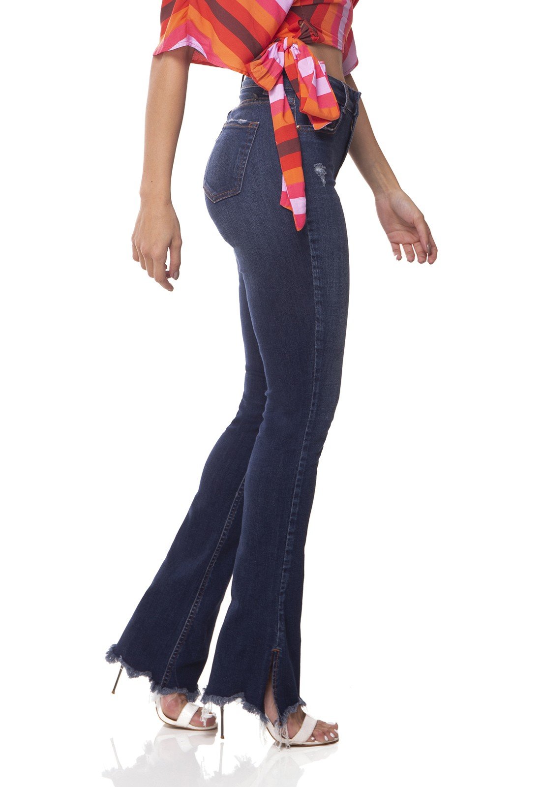 dz3063 calca jeans new boot cut com fenda denim zero lado prox