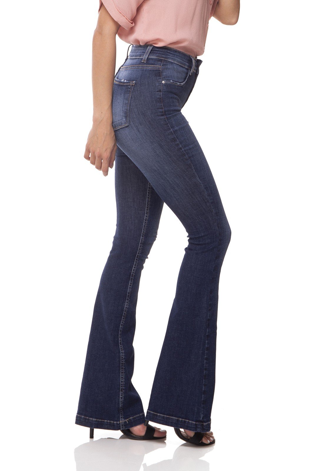 dz3064 calca jeans flare media estonada denim zero lado prox