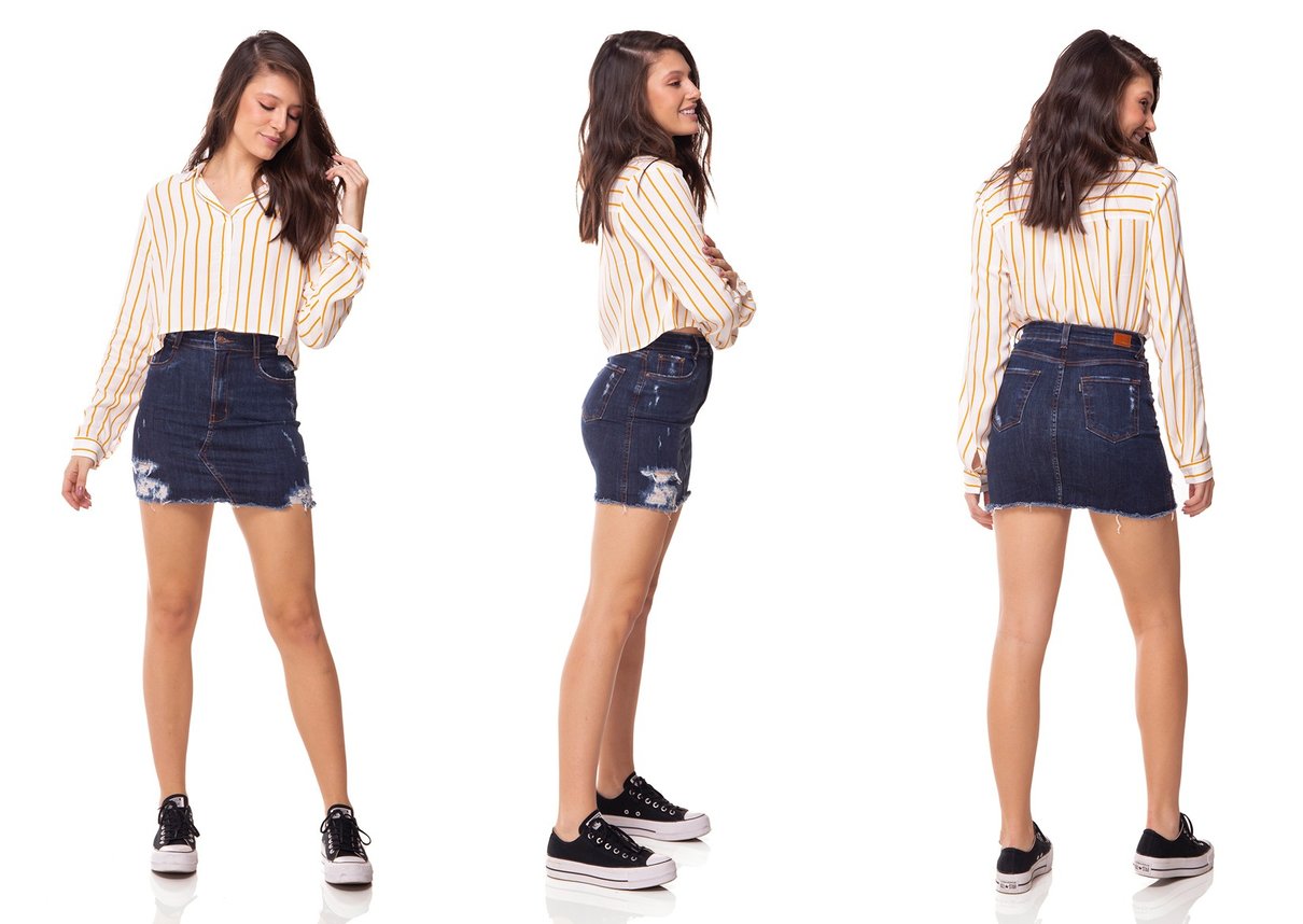 dz7097 saia jeans tubinho escura com puidos denim zero tripla