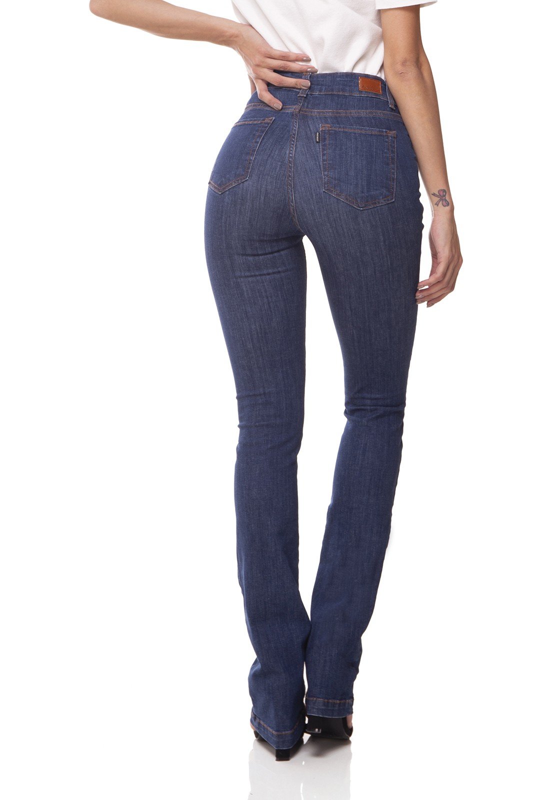 dz3069 b calca jeans boot cut media jeans escuro denim zero costas prox