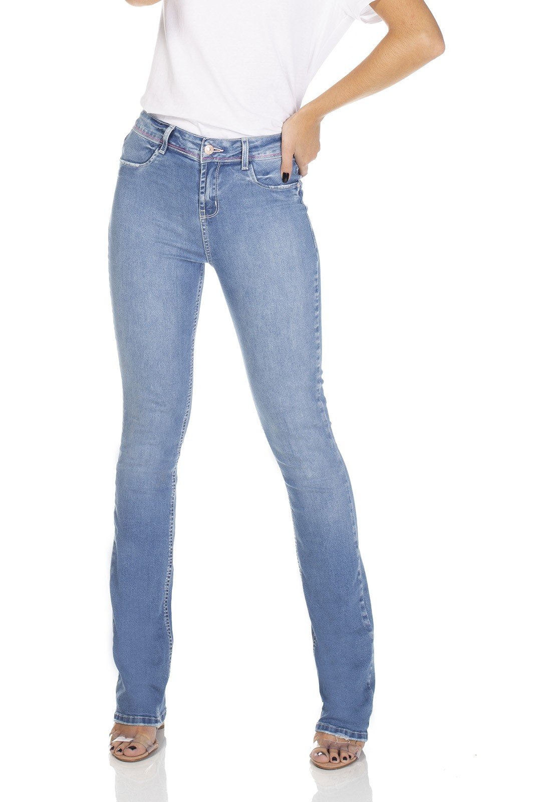 dz3062 calca jeans feminina boot cut clarinha denim zero frente 01 prox