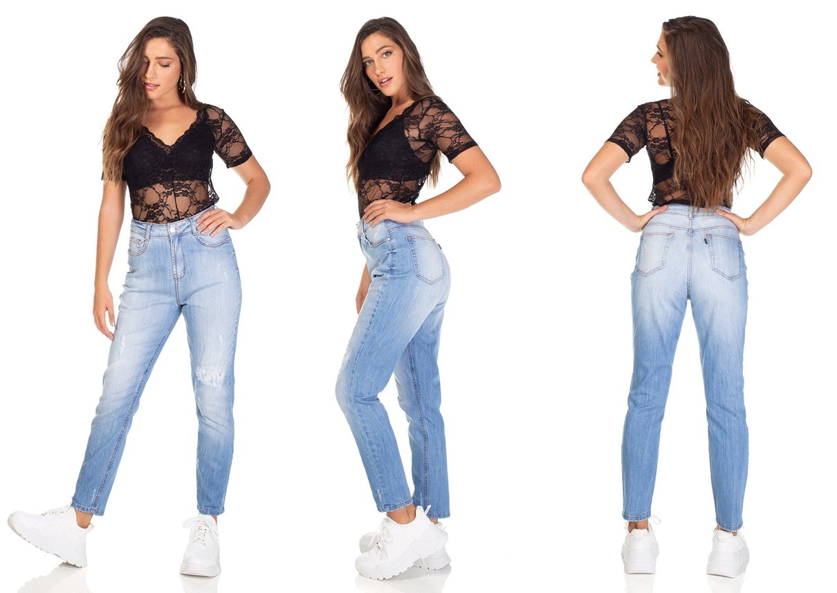 dz3067 calca jeans feminina mom fit com rasgo denim zero tripla