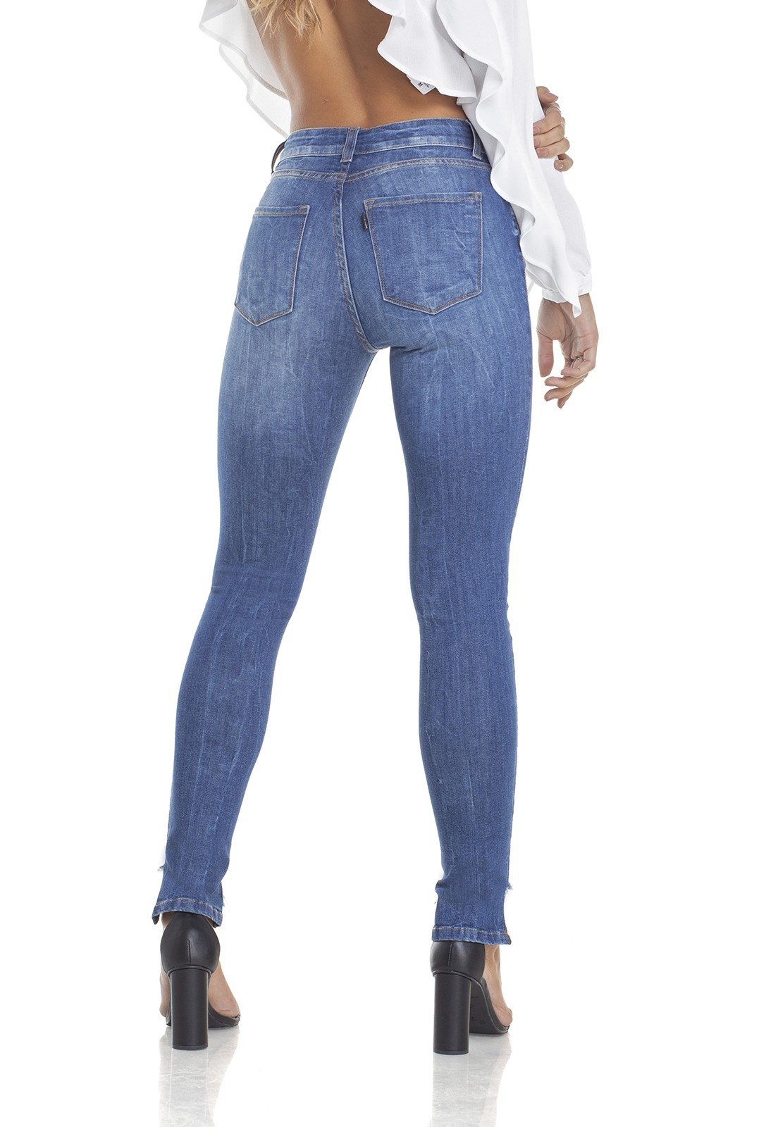 dz2908 calca jeans skinny media cigarrete efeito mullet costas crop denim zero