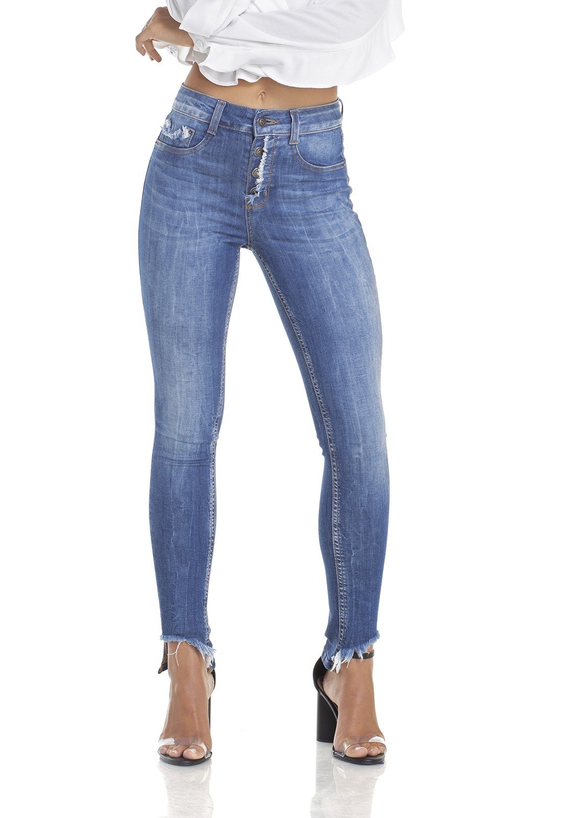 dz2908 calca jeans skinny media cigarrete efeito mullet frente crop denim zero