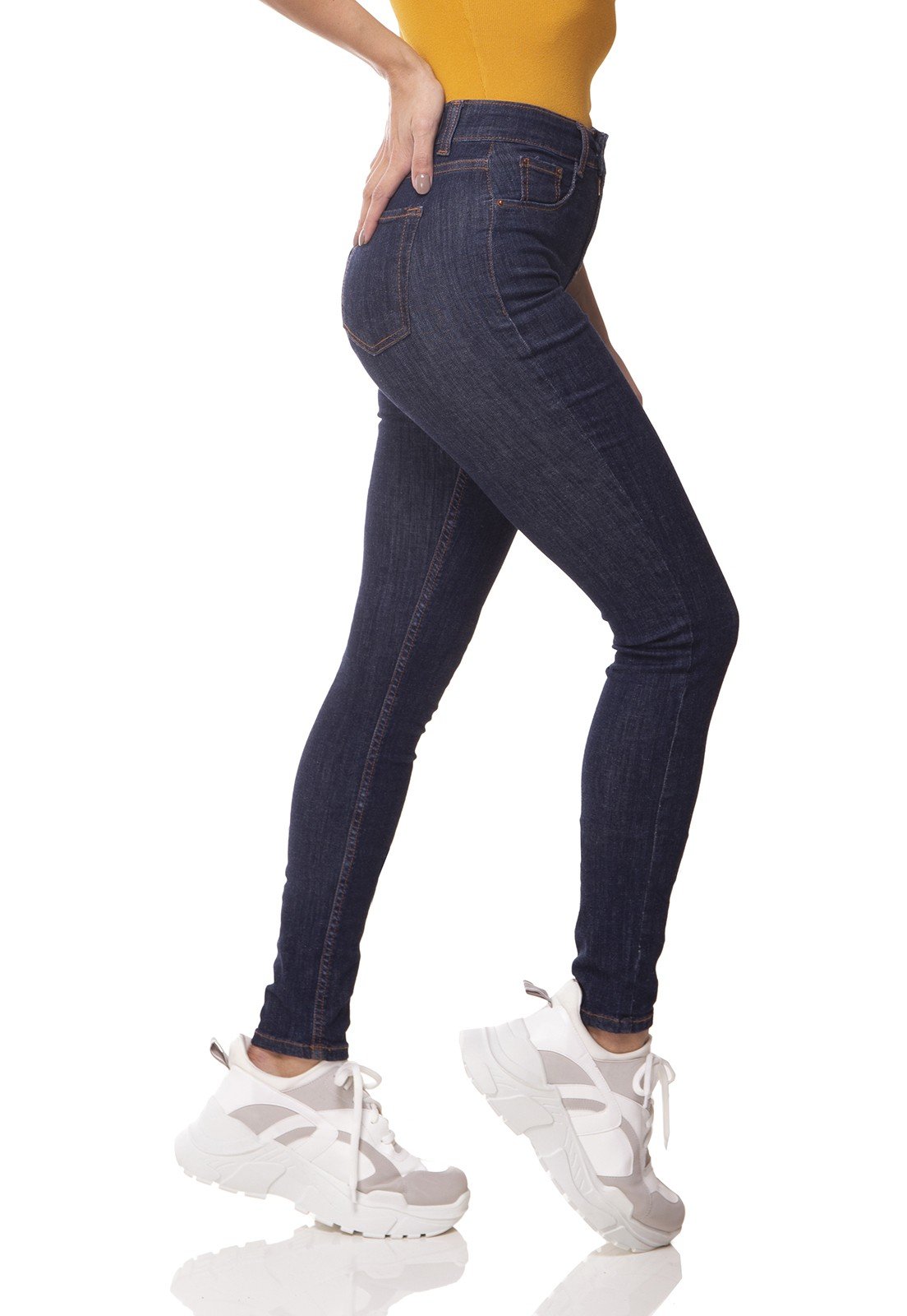 dz2959b calca jeans skinny media jeans escuro denim zero lado prox