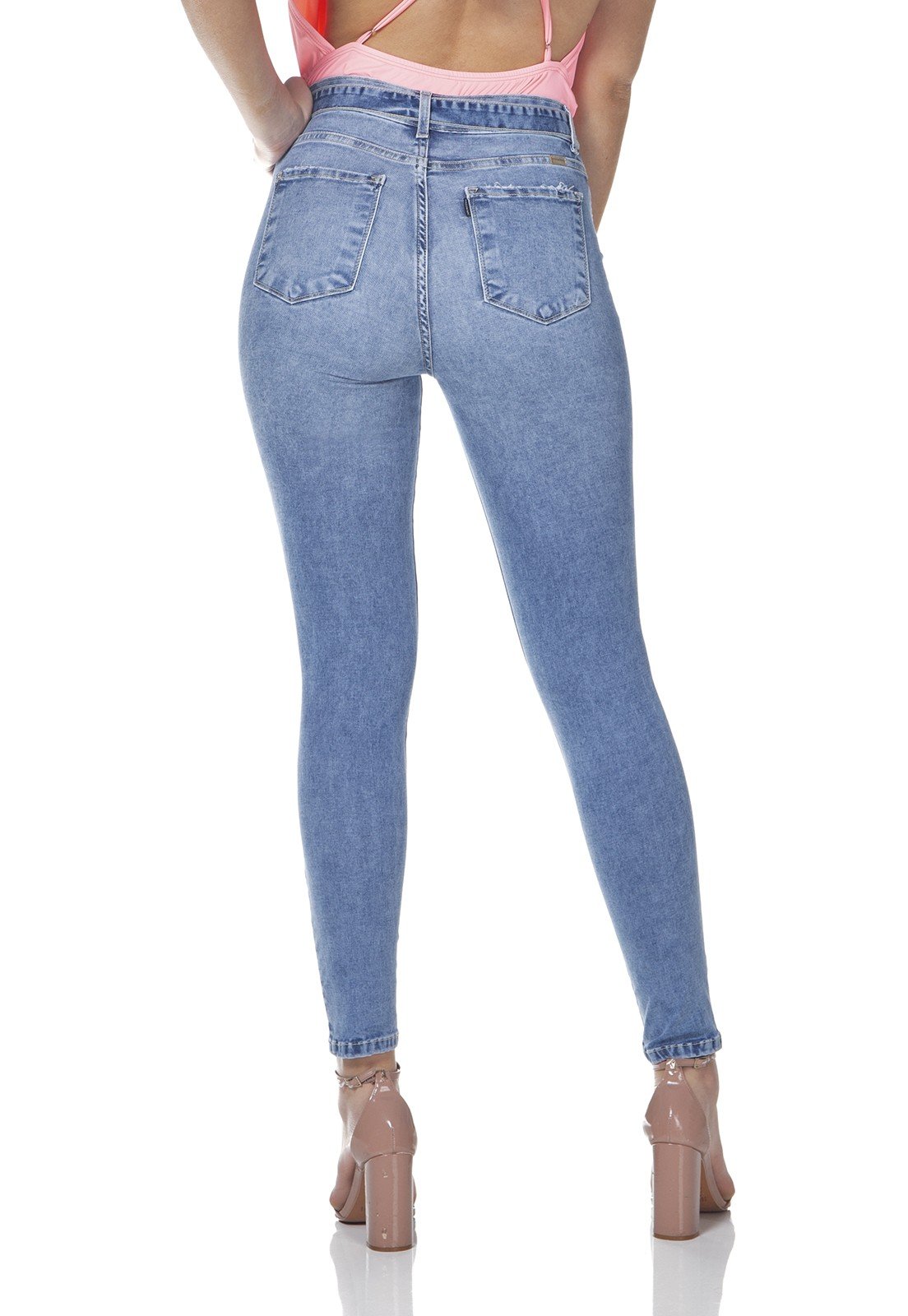 dz3092 calca jeans skinny media cigarrete com cinto denim zero costas prox