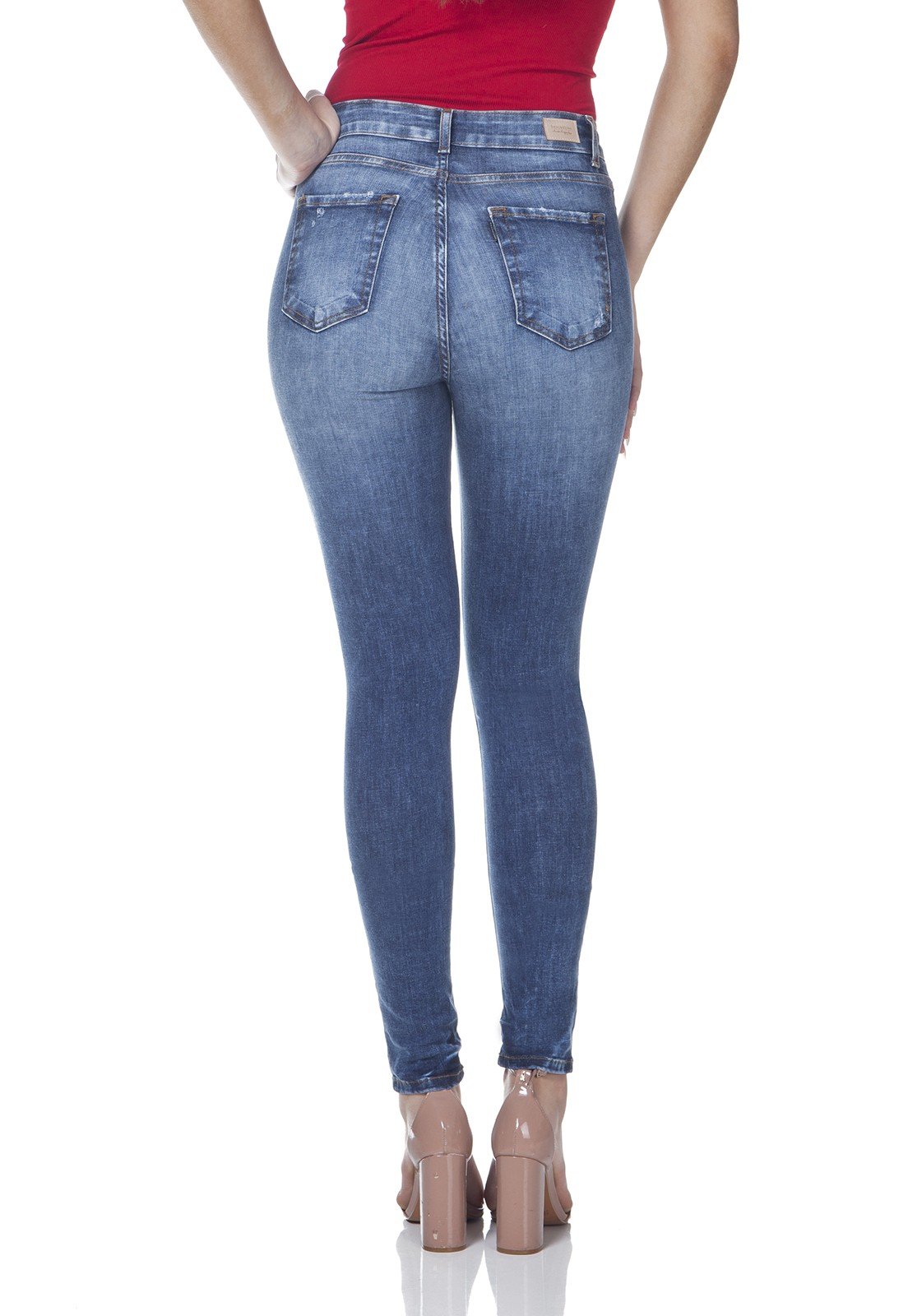 dz3088 calca jeans feminina skinny media denim zero costas prox