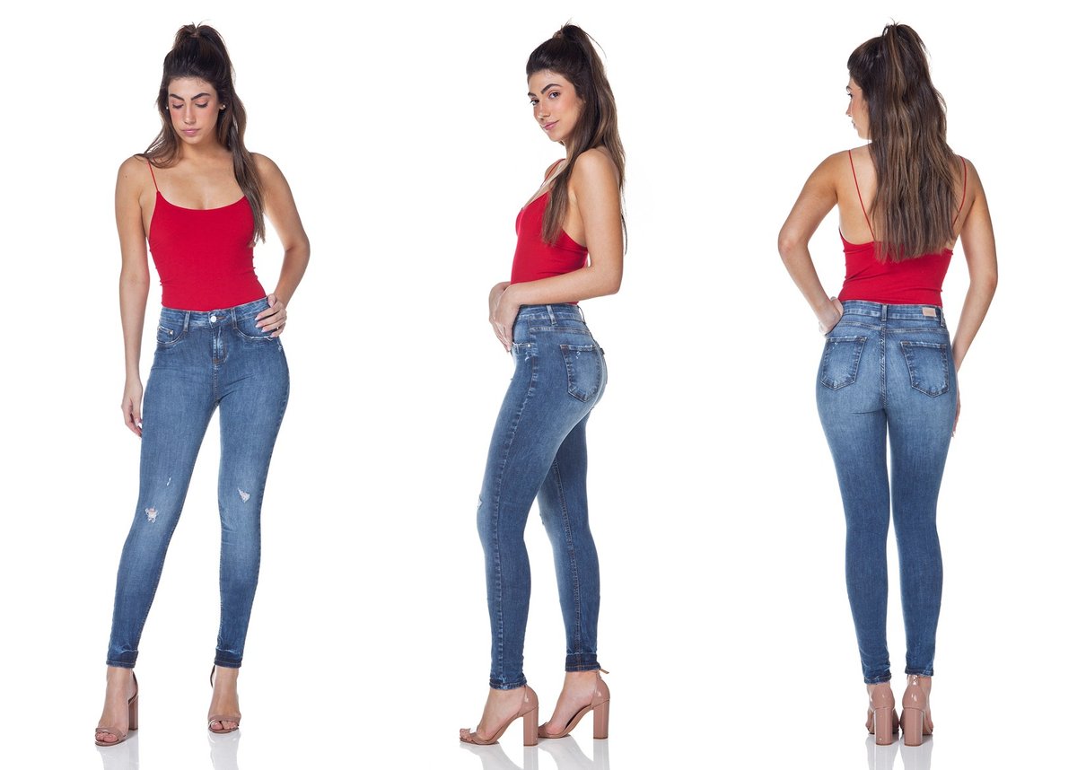 dz3088 calca jeans feminina skinny media denim zero tripla