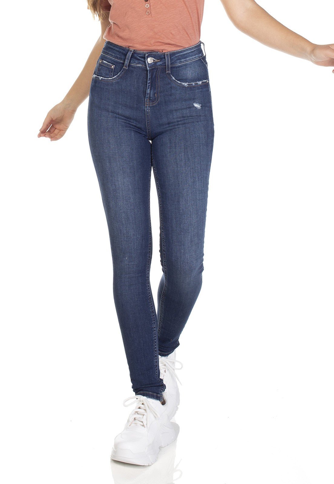 dz3087 calca jeans skinny media com puidos denim zero frente prox
