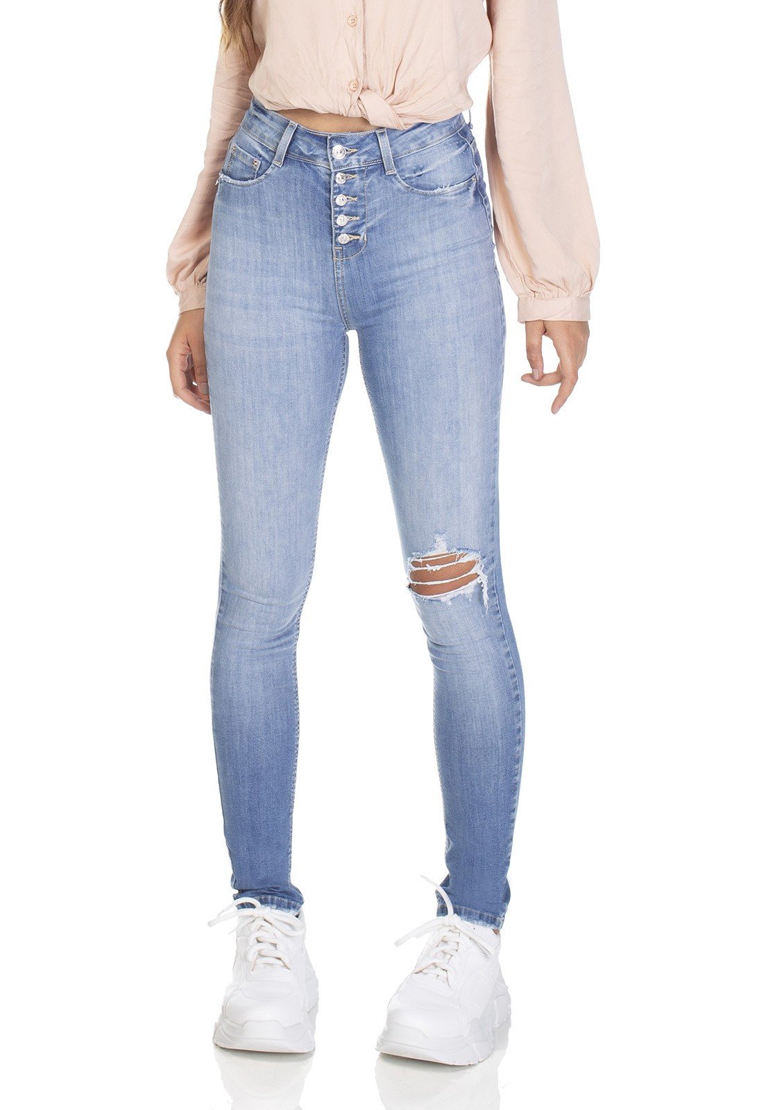 dz3094 calca jeans skinny cigarrete com rasgo denim zero frente 02 prox