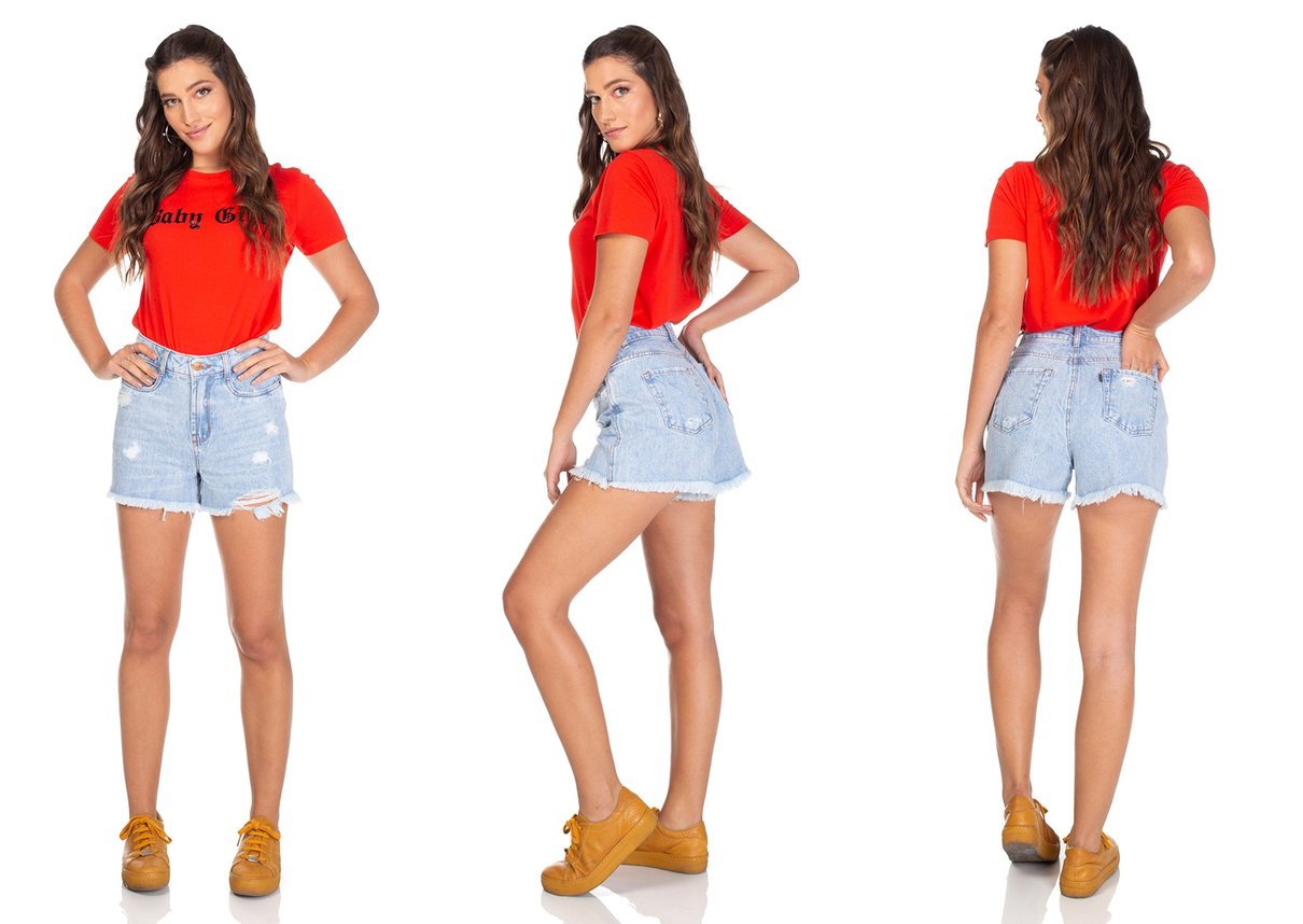 dz6301 shorts jeans regular barra desfiada denim zero tripla