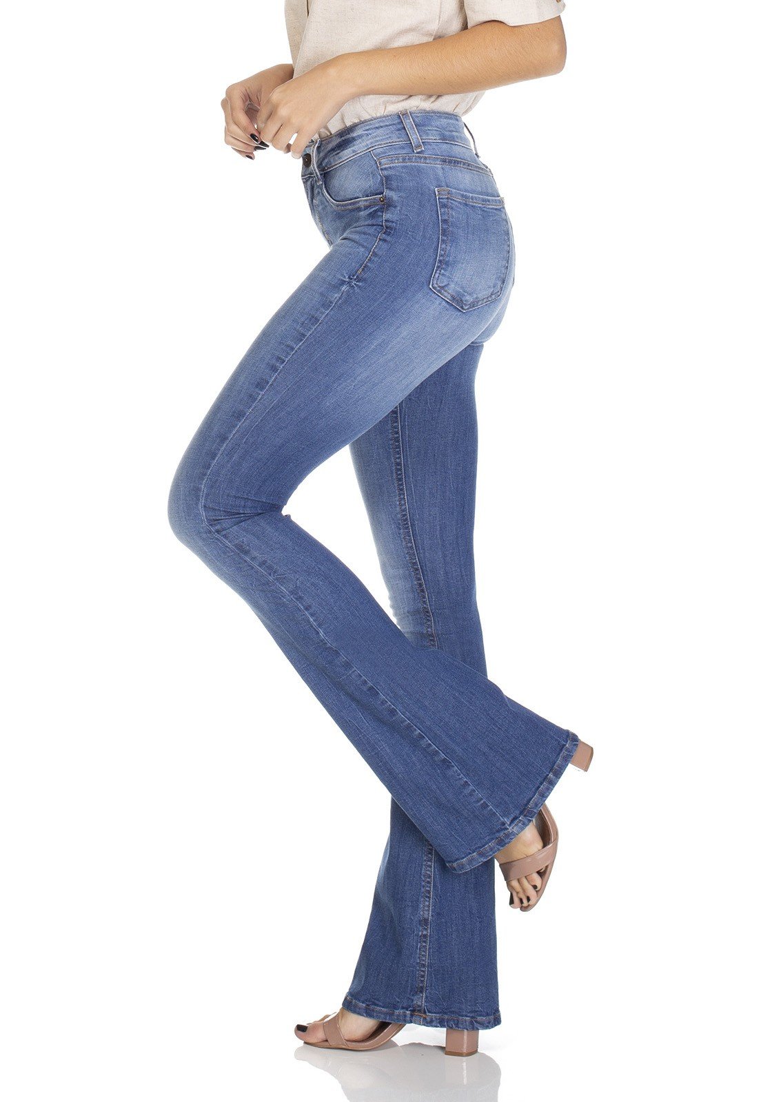 dz3109 calca jeans flare media denim zero lado 01 prox