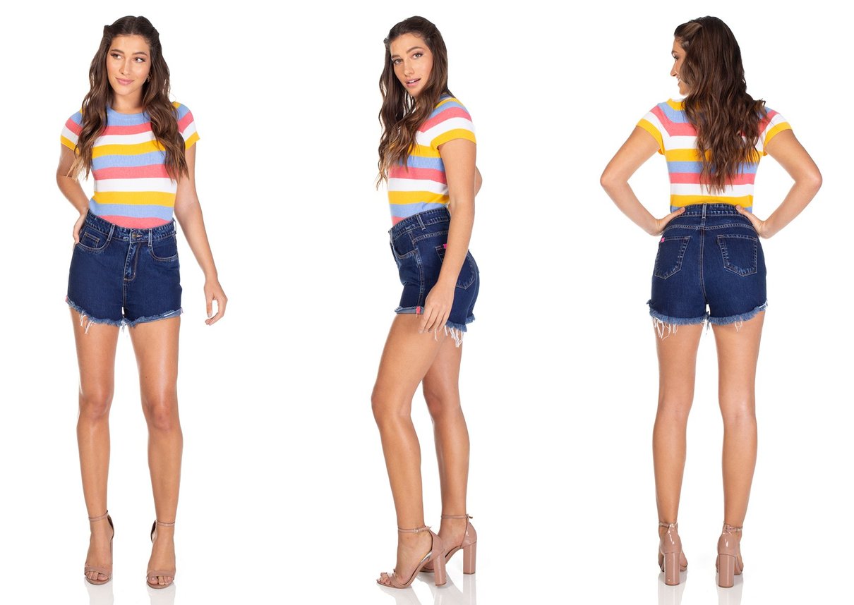 dz6305 shorts jeans setentinha escuro barra dobrada denim zero tripla