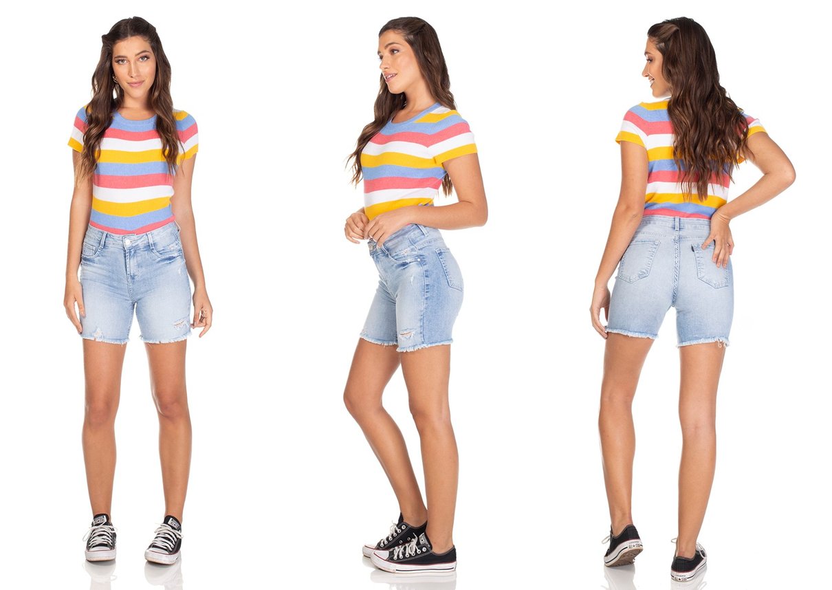 dz4029 bermuda jeans slim clarinha denim zero tripla