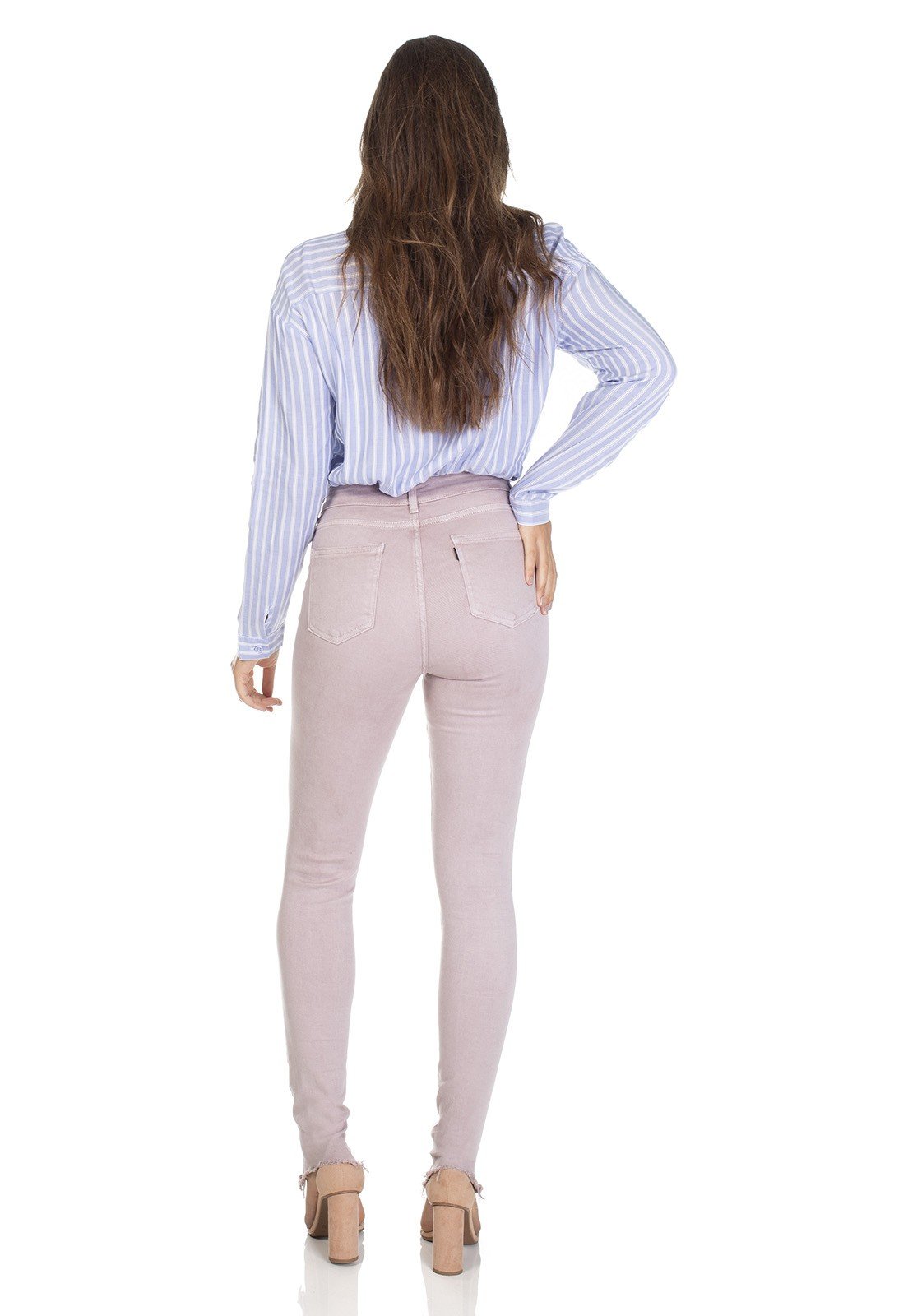 dz3123 calca jeans skinny media mist com rasgos no joelho denim zero costas