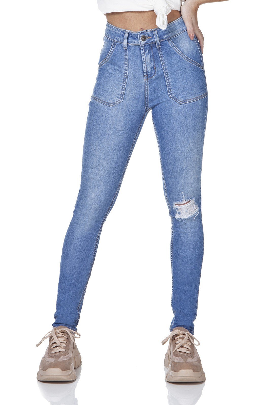 dz3148 calca jeans skinny media bolsos sobrepostos denim zero frente prox