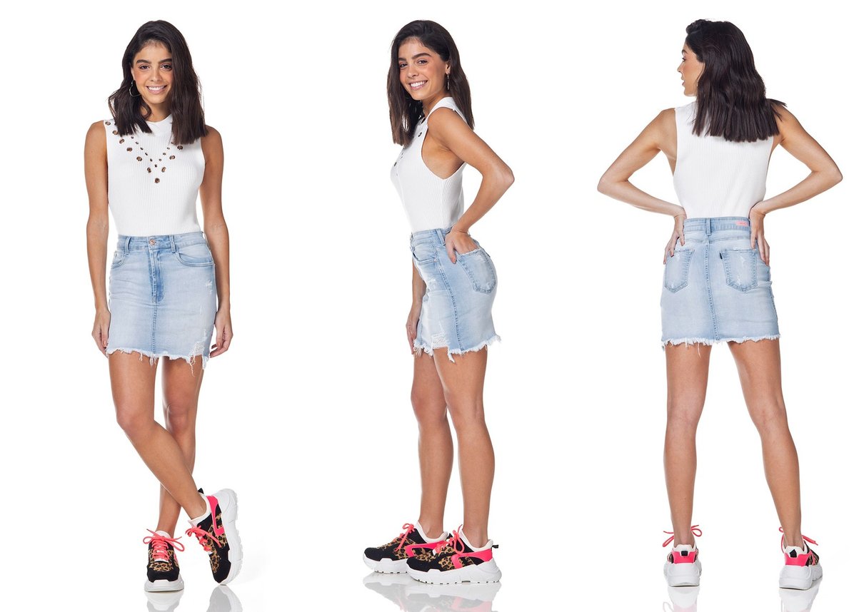 dz7105 saia jeans tubinho barra desfiada denim zero tripla
